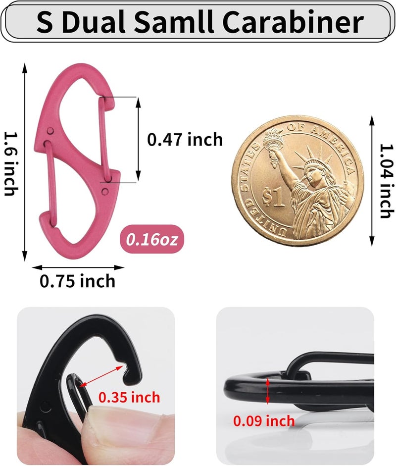 SWATOM 20PCS S Double Sided Mini Carabiner Clip Small Dual Wire Gate Carabiners Keychain Clasp Snap Hooks Tiny Key Clips EDC Accessories for Outdoor Camping Fishing Hiking - Image 2